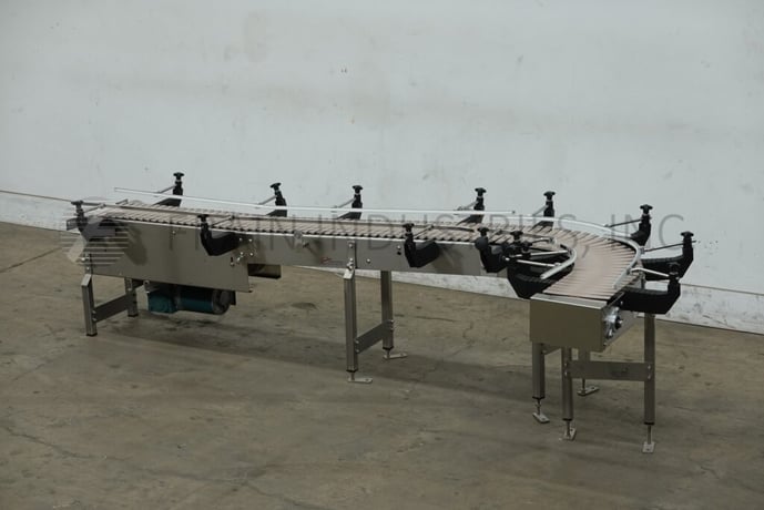 10" wide x 10.4' long, Keenline, Stainless Steel frame table top conveyor, 90° left hand turn, 1/2 HP drive - Image 5