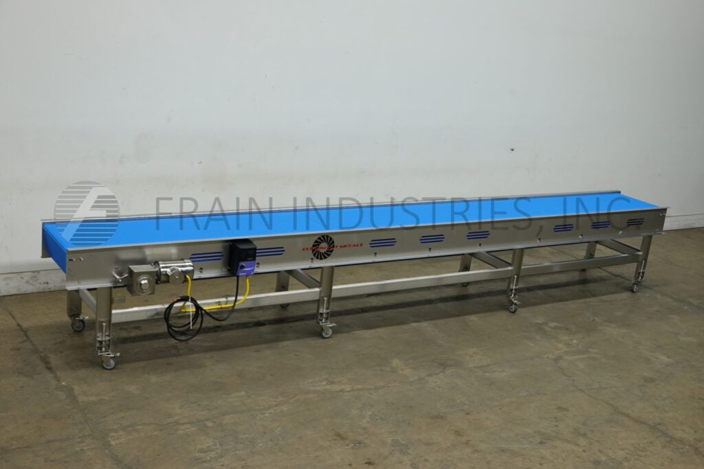 24" wide x 20' long, Custom Cut Metals #CCMM013886, Stainless Steel frame table top conveyor - Image 1