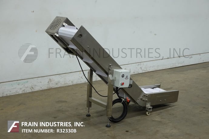 11-3/4" wide x 5.8' long, Ohlson, Stainless Steel inclined cleated feed conveyor, mounted on 4 leg Stainless - Image 5