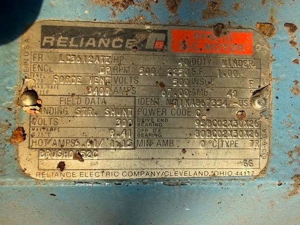 40 HP 500/2250 RPM Reliance, Frame LC3612ATZ, DPFG-BV, 500 VA - Image 2