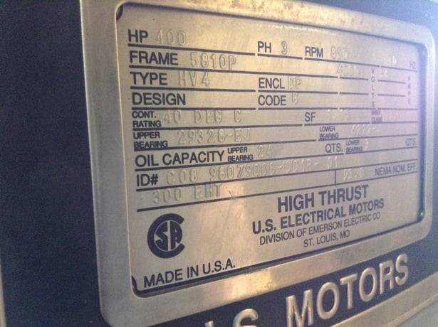 400 HP 900 RPM U.S. Motors, Frame 5810P, vertical, used looks rebuilt, 4000 Volts - Image 1