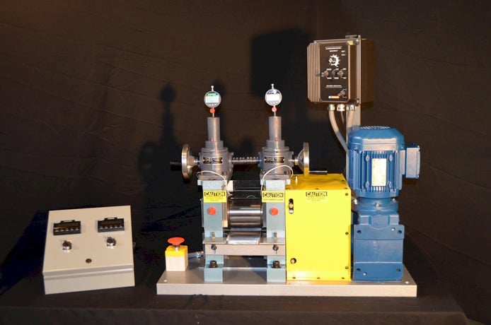 3" x 5" IRM #3050T, 2-Hi lab rolling mill, D2 roll material, 2 HP AC gearmotor - Image 1