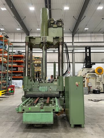 220 Ton, Reis #TUS-160OK, 4 post spotting press, 60" x72" x63" bed, tilt table, 1991 - Image 5