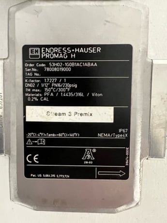 Endress & Hauser #53H02-1G0B1AC1ABAA, PROMAG H Flowmeter - Image 3