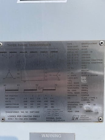 2000 KVA 4160 Delta Primary, 600Y/347 Secondary, PTI, substation - Image 1