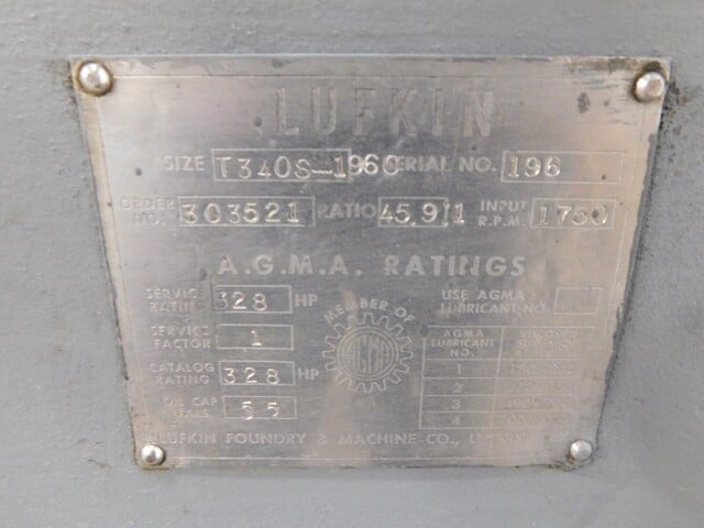 328 HP @ 1750 RPM, Lufkin #T340S-196C, gear reducer, 45.90 :1 ratio - Image 8
