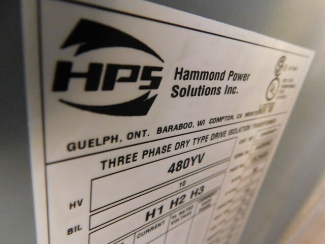 50 KVA 480 Primary, 160 Secondary, Hammond, dry type, 3R, new - Image 7