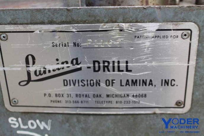 Hydraulic drill & power unit, Lamina #2B10065, 1" drill capacity, 7-1/2 HP,hand feed, #59134 - Image 9