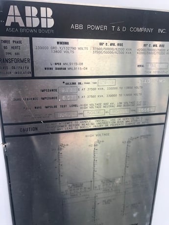 42/56/70 MVA 230 KV Wye Primary, 13.8 KV Secondary, ABB, Delta GSU transformer - Image 3