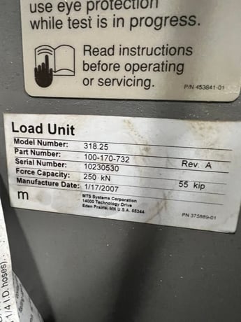 55 KIP (250kN) MTS #318.25, Fatigue Load Frame, 2007 - Image 4