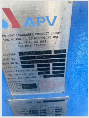 APV N35MGS-10, Plate Heat Exchanger, 52 Plates - Image 3