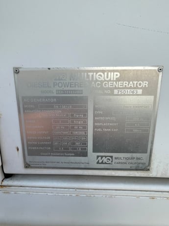 110 KW Multiquip #DCA125SSJU, trailer mounted, sound attenuated enclosure, Tier 4i, 15485 hours, 2013, $30k - Image 5