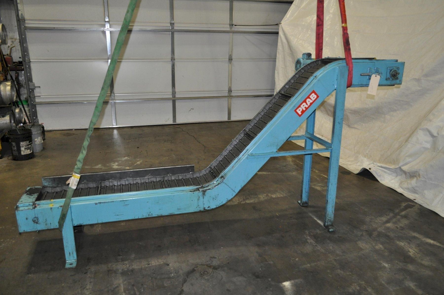 11.5" wide x 10' long, Prab scrap conveyor, 24" discharge, 48" rise, 1/2 HP, #14173J - Image 1