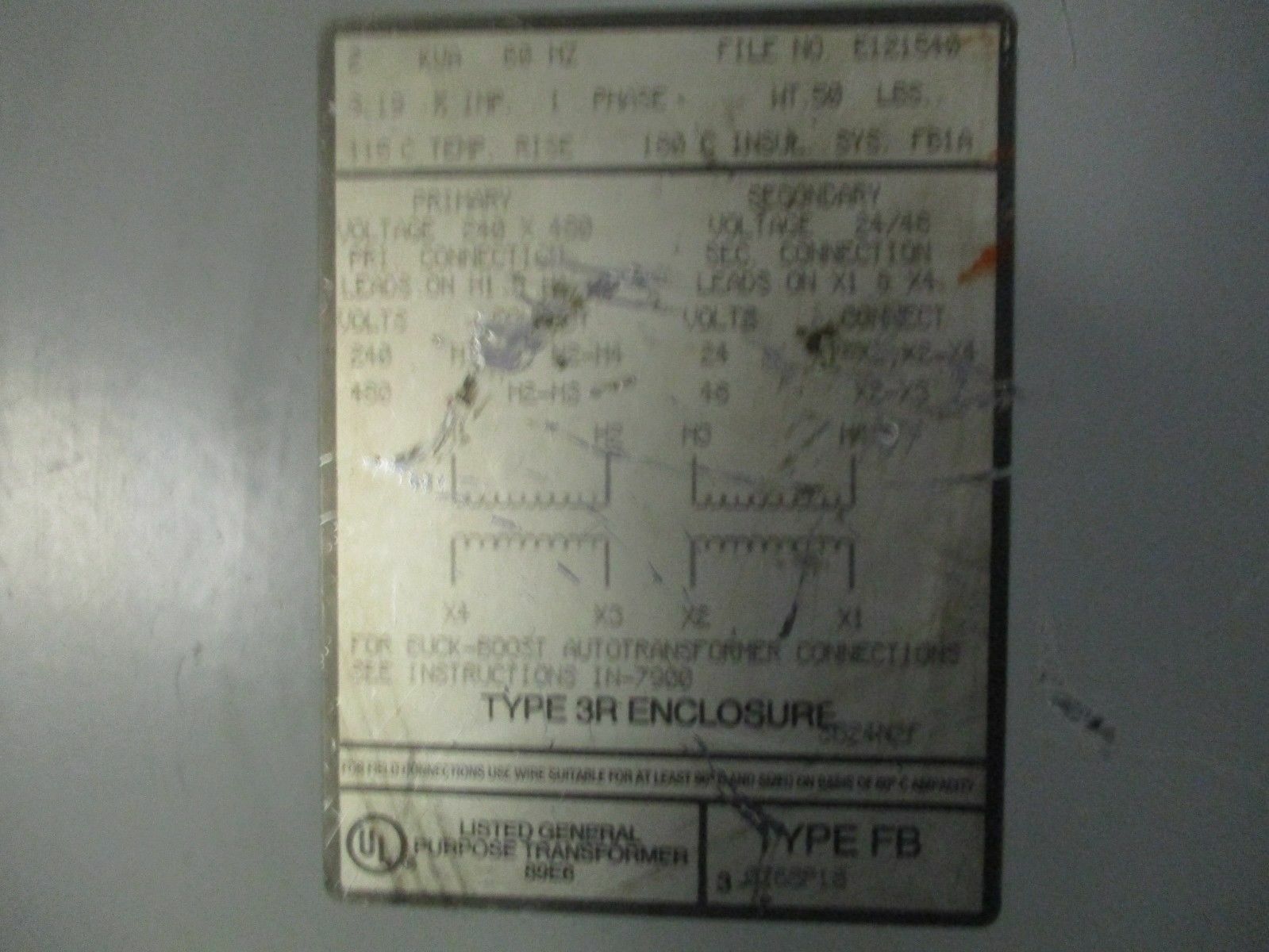 2 KVA 240x480 Primary, 24/48 Secondary, Siemens 2BB2448 Buck Boost transformer, 1 yr warranty - Image 2