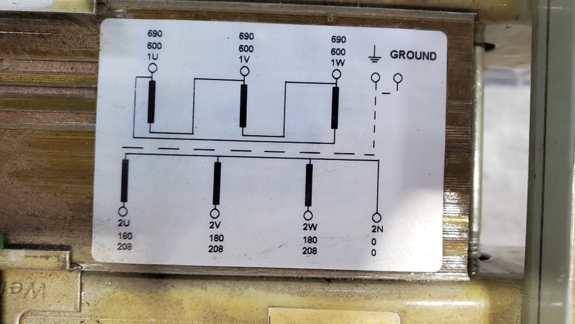 10.4 KVA 690/600 Primary, 208/180 Secondary, Noratel isolation transformer - Image 4