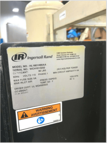 Ingersoll-Rand #HL1601H00AA, Air Dryer Desiccant, 160 cfm, 40 HP - Image 2