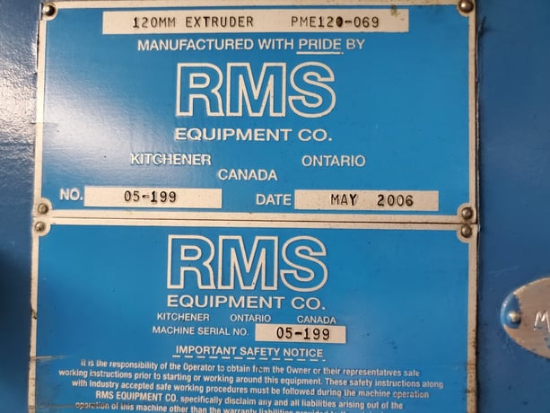 4.5" RMS 120mm pin barrel rubber extruder, 14:1 L/D, 150 HP, 1150 RPM, 500 VDC, 2006 - Image 6