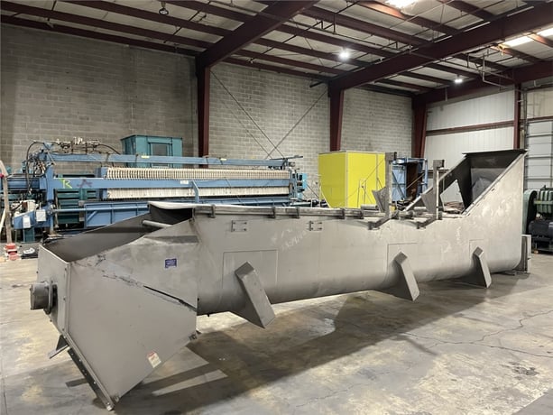24" diameter x 20' 6" long, Wolfking, Stainless Incline Screw Conveyor, 3/8" Flights Paced 18" Apart, 9" - Image 1