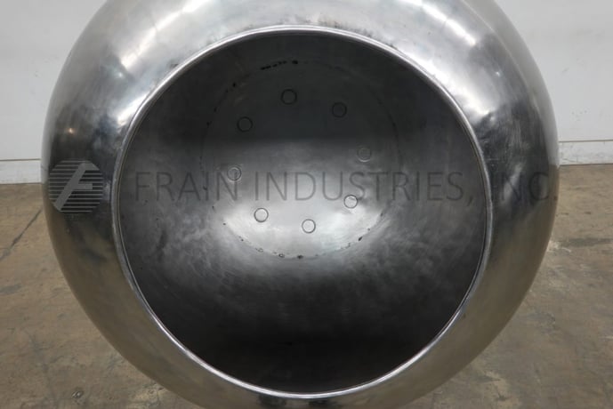 36" x 28" Colton #SSV7300CAJDW, Stainless Steel, spherical shaped, coating pan, mounted on painted base frame - Image 2
