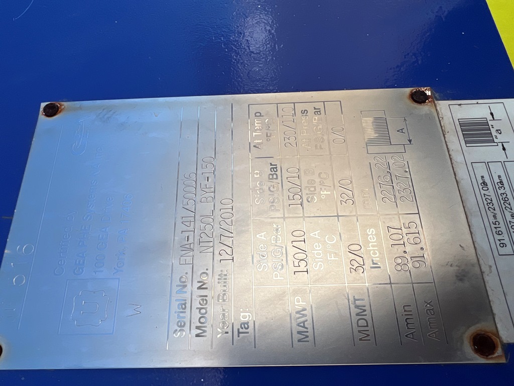9910 sq.ft., GEA, plate type hear exchanger with, 10" dia in/outlet - Image 8