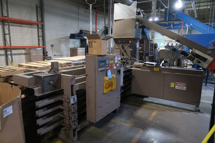 72" x 36" x 40" Maren #72-OE/100, open-end continuous automatic shredder & baler, w/electric tier, 30 HP - Image 3