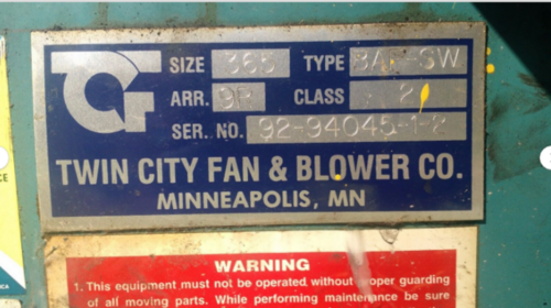 3800 cfm @ 20" S.P., Twin City Fan Size 365 BAF, 15 HP, NYBF (Shipping Avail) - Image 6