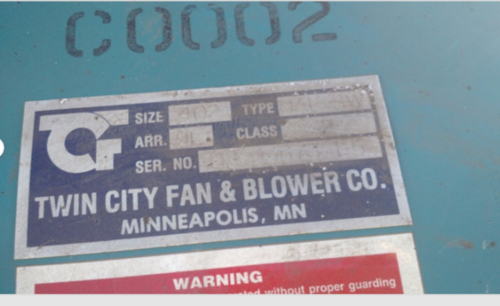 45000 cfm, Twin City Fan, Size 402 BAF, 20HP-S (Shipping Available) - Image 2