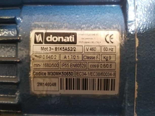 .5 Ton, Donati DMK #214D, electric chain hoist, 16-4.8 FPM, pendant Control, chain bucket - Image 7
