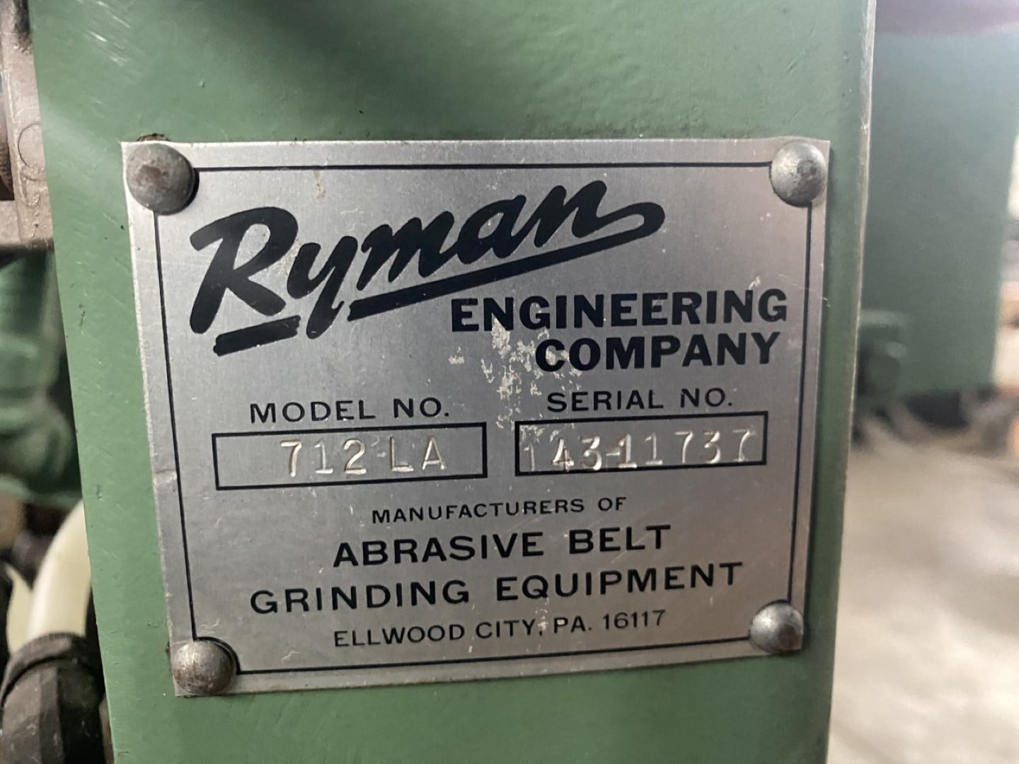 3" Ryman Engineering #712-LA, Lathe Mount Belt Sander, 7.5 hp 230/460 3ph - Image 6