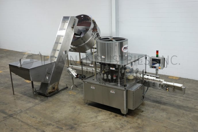 PMC #RC1600/MSL60/PS2100, 16 head Stainless Steel, rotary pump placer & capper w/60" OD unscrambling bowl & - Image 1