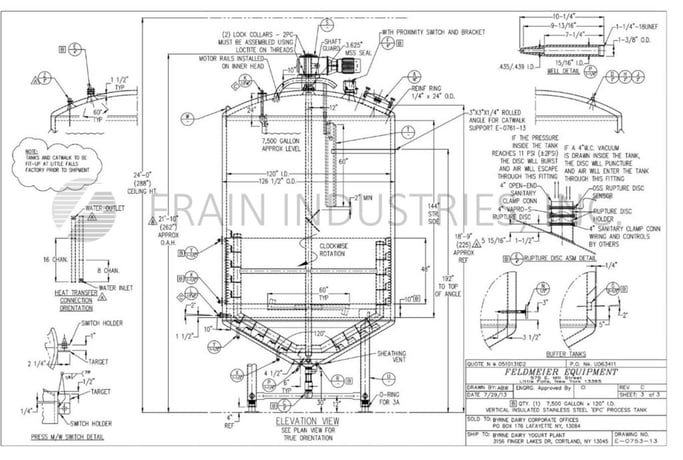 7500 gallon Feldmeier #7500JKT, Stainless Steel jacketed & insulated process tank, 120" dia., 144" straight - Image 4