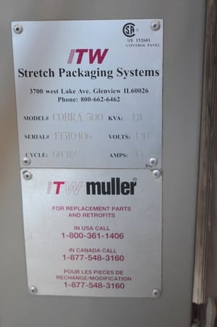 Muller #Cobra-500, 3 post rotary arm stretch wrapper system, Allen Bradley PanelView 300 Micro Control - Image 10