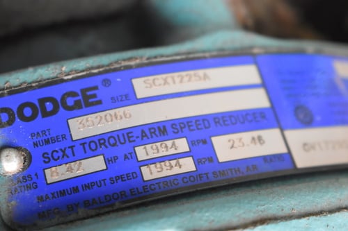 5 HP 1745 RPM Toshiba, Frame 184T, Dodge SCXT 225XA Torque Arm speed reducer SCXT225A, 230/460 Volts - Image 4