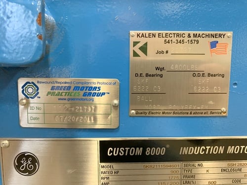 900 HP 1800 RPM General Electric induction motor, weather protected enclosure type 2, weather protected - Image 9