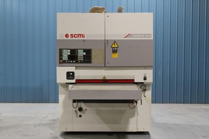 42" SCM #Sandya-15-S, 3-Head Wide Belt, 43" x 103" abrasive belt, 4 HP conveyor, 2005 - Image 2