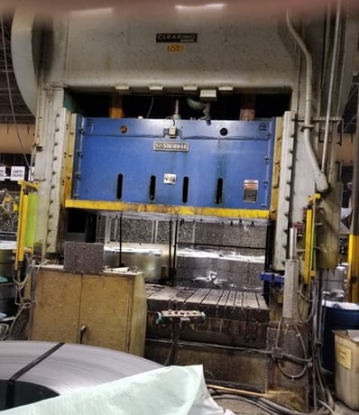 500 Ton, USI Clearing #S2-500-108-60, straight side double crank tie rod press, 12" stroke, 38" Shut Height - Image 1