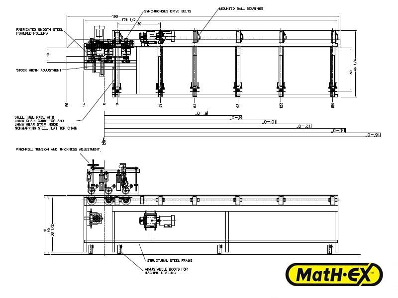 9" wide x 16' long, Math-Ex #CMS-16, Lateral-Chain Moulder Feeder, 4-1/2" thick, 600 FPM, 3 HP roller, 1-1/2 - Image 5