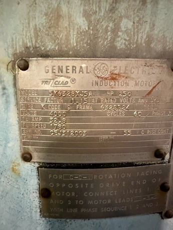 250 HP 1800 RPM General Electric, Frame 6328P24, weather protected enclosure type 1, 32.8 amps 1.15 service - Image 3