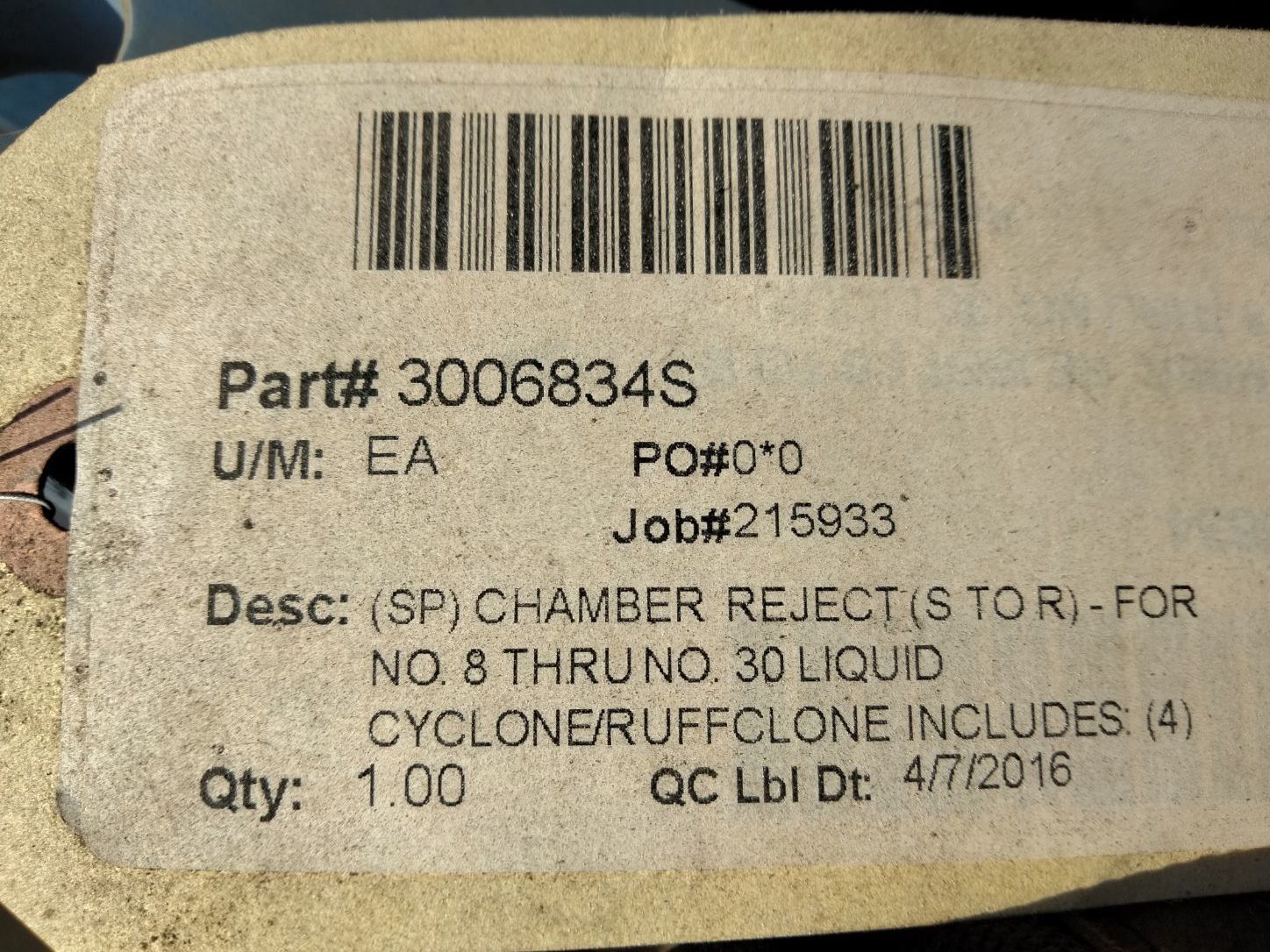 Kadant Black Clawson #Reject-Chamber, size 8-30 liquid cyclone, unused, 2016 - Image 2