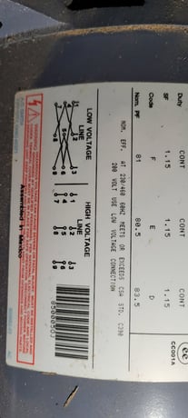 30 HP 1760/1445 RPM A.O. Smith A O Smith E-plus 7-850005-01-OJ, Frame S286T, DP, 200-460 Volts, 50/60 - Image 3