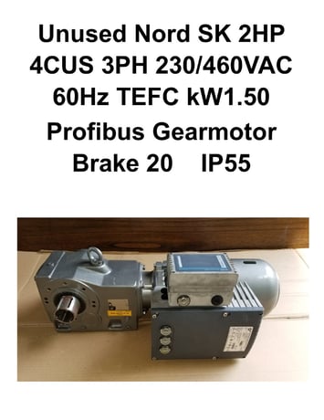 2 HP 1660 RPM Nord Helical Bevel AC Gear Motor, 15:30 ratio, 230/460 Volts, new (2 available) - Image 1