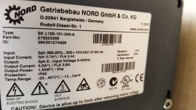 2 HP 1660 RPM Nord Helical Bevel AC Gear Motor, 15:30 ratio, 230/460 Volts, new (2 available) - Image 8