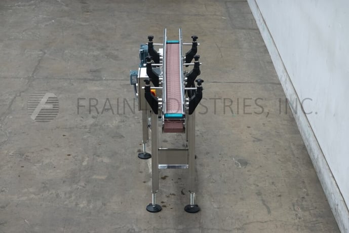 4-1/2" wide x 4.8' long, BMI / Benda Mfg, Stainless Steel table top conveyor, mounted on 4 leg Stainless - Image 3