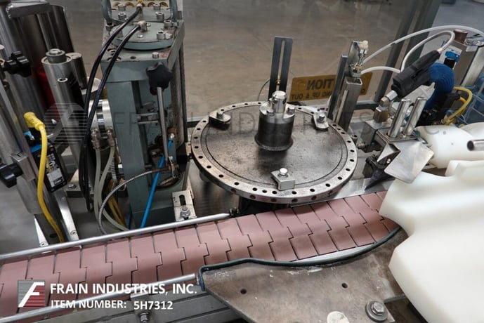 Trine #4500GS, Stainless Steel, roll fed, wrap around, hot melt glue labeler and shrink tunnel rated from - Image 2