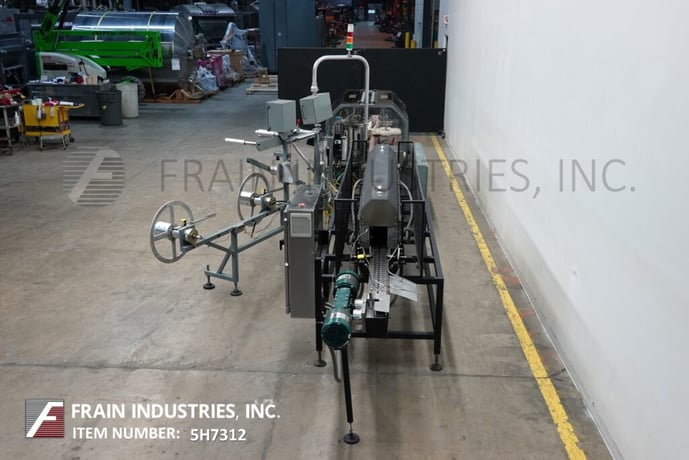 Trine #4500GS, Stainless Steel, roll fed, wrap around, hot melt glue labeler and shrink tunnel rated from - Image 3