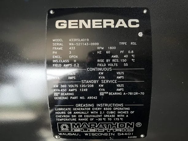 400 kW Generac Diesel Generator, 120/208 Volts, 851 Hours, 2100 Gallon Tank, 1999 - Image 6