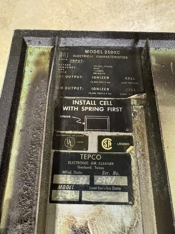 Tepco #2500, Air Cleaner Smog Eater, 1.5 HP, 2500 cfm, 480 V. - Image 7