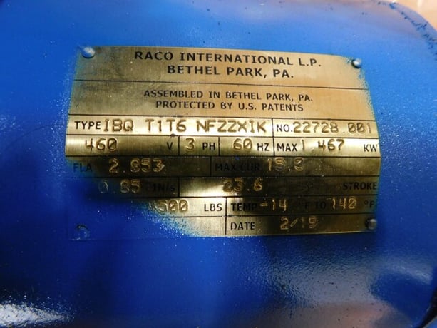 Raco #IBQ-T1T6-NFZZXIK, diverter gate actuator, 460 V., 3 phase, 60 Hz, new - Image 6