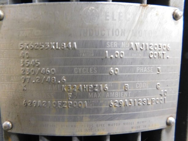 40 HP 3545 RPM General Electric, Frame K324HPZ16, vertical induction motor, 230/460 Volts, new - Image 6