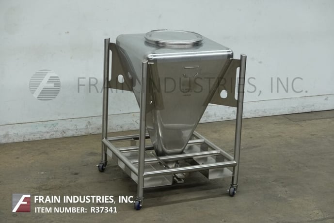 7 cu.ft., Tote Systems, 316 Stainless Steel tote / bin, 30" L x 30" W x 44" D vessel, 18" dia manway w/clamp - Image 1